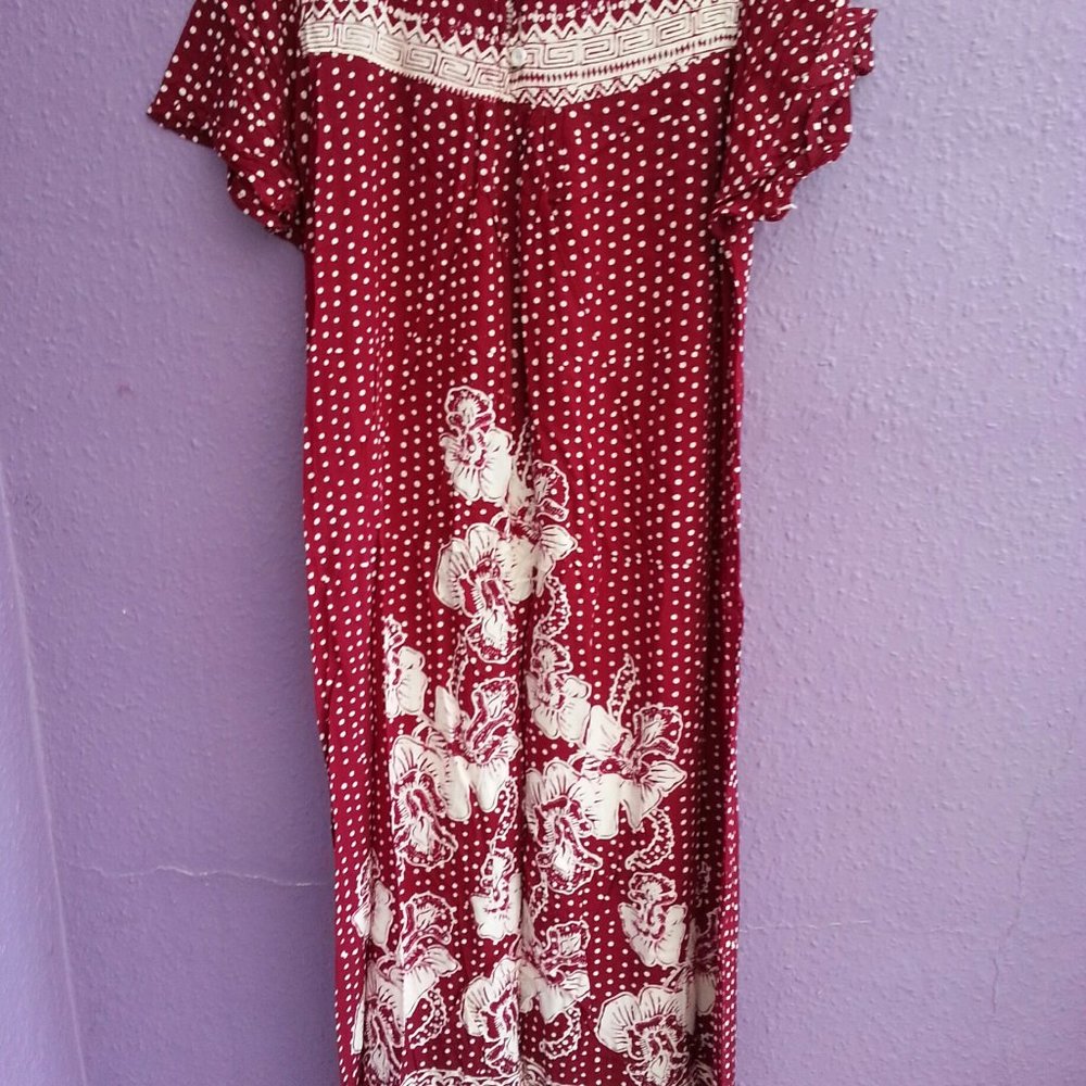 - Burgundy 100% soft smooth cotton dress night wear lingerie